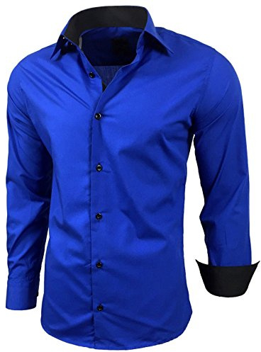 Subliminal Mode Camicia a Maniche Lunghe da Uomo | vestibilità Classica | Comoda e Facile da Lavare | Ideale per L'Ufficio e Le Uscite Informali 444-5 | Blu Reale S