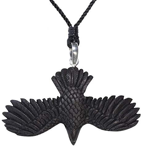 81stgeneration 925 Silber Handgeschnitzte Halskette aus Holz mit Fliegendem Adler, Geistertotem, Amulett für Männer | Holzvogelschnitzerei 3D | Schamanisches Talisman | Western-Cowboy-schmuck