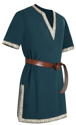 Mens Medieval Knight Tunic Renaissance Mercenary Scottish Costume Warrior LARP Halloween Tops