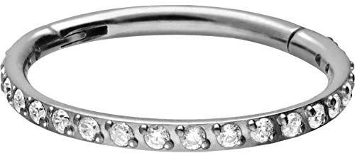 PIERCINGLINE Titan Segmentring Clicker KRISTALLE Piercing Septum Tragus Helix Farb & Größenauswahl