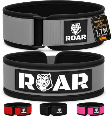 Roar® Premium tyngdlyftningsbälte för seriös funktionell fitness (Grå M)