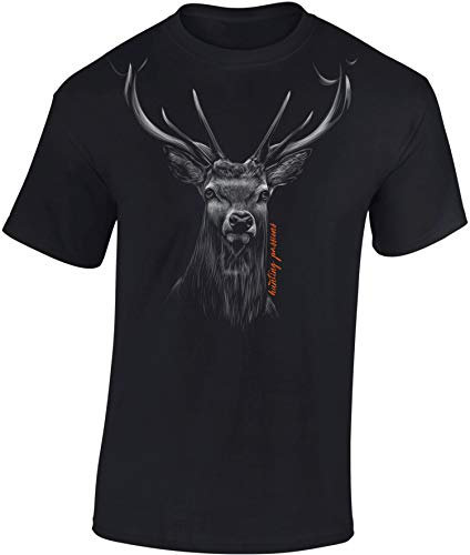 Jäger T-shirt för män – jakt passion – present till jägare – jakt t-shirt män – jägare kläder jakt tillbehör, Svart - Hunting Passion, L