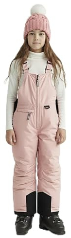 Arctic Quest Boys Girls Unisex Classic Ski & Snow Bib Overall Winter Snowsuit Water-Resistant Windproof Outdoor Rain Bib, Blush, 14-16