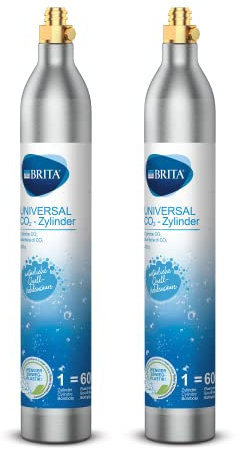 BRITA Universal CO2-Zylinder 2-er Pack für Wassersprudler mit Schraubsystem – Reservezylinder für bis zu 60l gesprudeltes Wasser pro Füllung