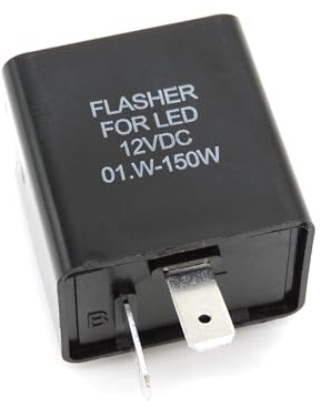 HISports 2-poliges Blinkrelais - Blinkfrequenz-Steuerrelais | für Fahrzeugmotorräder für elektronische LED-Blinker, Lampe Flasher Relais, 12 V, 0,02 A-10 A, Schwarz