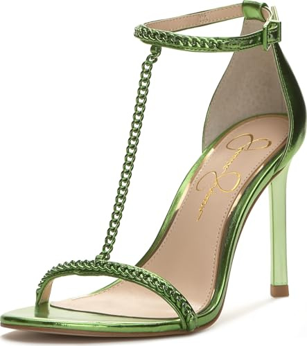 Jessica Simpson Women's Qiven T-Strap High Heel Heeled Sandal, Green, 4 UK
