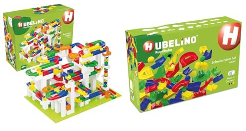 Hubelino mega (585-teilig), 420633 & 420381 - 128-teiliges Bahnelemente Set Kugelbahn