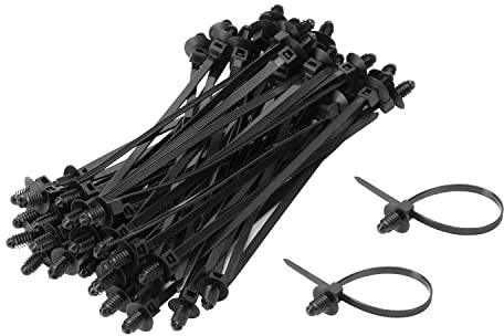 XINGO Pack of 100 Christmas Tree Nylon Push Mount Cable Ties Black,170 mm x 4.6 mm, Car Cable Strap, 2 in 1 Self-Locking UV Resistant Assortment for Wire Tying