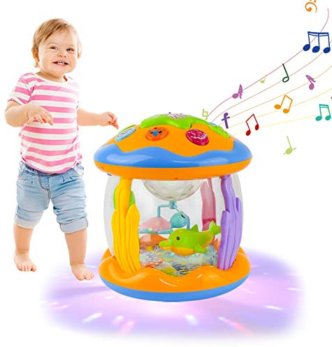 Kikuo Musical Toy, Ocean Projector Baby Light Up Toys with Music, Early Learning Light Up Toys, Babys Sensory Toy for 6+ Month Old Infant for Kids Toddler Crawling Learning