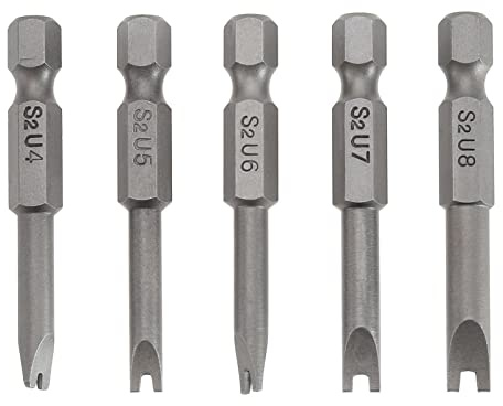 YINETTECH 5Pcs U-Shape Magnetic Screwdriver Bit Set U4 U5 U6 U7 U8 U-shaped Drill Bit Accessories for Electric Screwdrivers Manual Screwdrivers Electric Drills