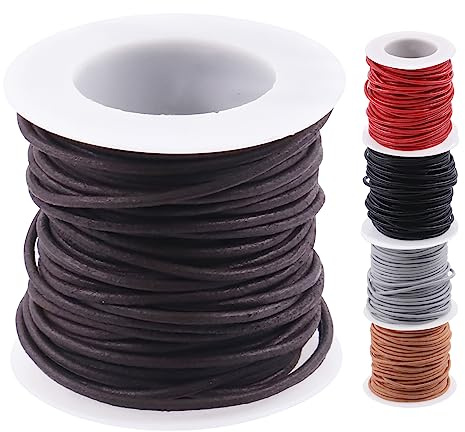 Swpeet Cuerda de cuero crudo natural para hacer joyas (color retro)