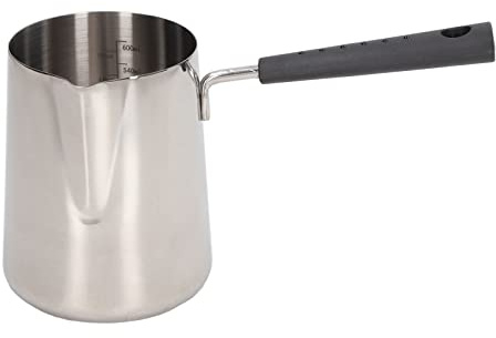 Milk Frothing Pitcher, 20oz Stainless Steel Steaming Pitcher Milk Jug Pan with Long Handle, Turkish Coffee Pot Frother Cup for Espresso Machine Coffee Cappuccino Latte Art (20oz/600ml)