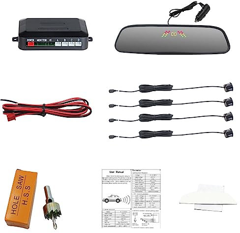 Kit de sensor de radar de marcha atrás inalámbrico RiloerDC 12 V inalámbrico para coche con distancia de detección de radar: 0,3 ~ 2,0 m/11,81 – 78,74 inCar Reverse Backup Parking Sensor con sistema