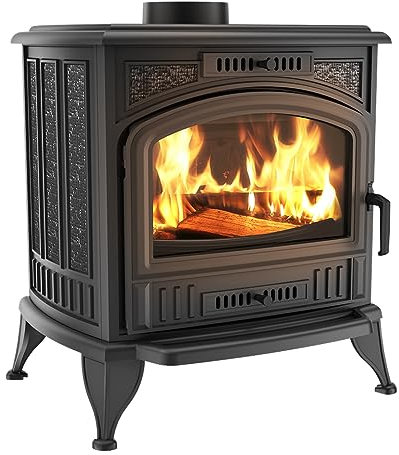 KRATKI Stufa a legna in ghisa KOZA K6 8 kW Ø150 mm, gamma 7-11 kW con sistema ASDP – classe energetica A certificata ECO-DESIGN – stufa economica per ambienti rustici, stile vintage scandinavo