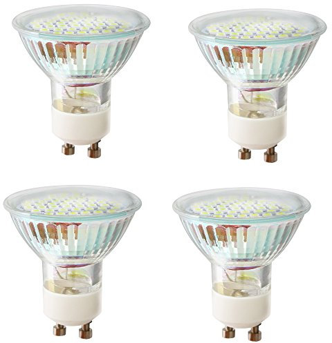Mengjay 4 Stück LED GU10 Leuchtmittel, Kaltweiß 6000K 2.5W Lampe Strahler Spot 270lm, AC 220V, SMD LED Strahler 120° Glas mit Schutzglas