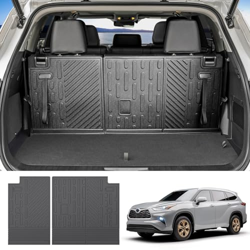 JTYZSM Backrest Mat for 2020-2025 Toyota Highlander/Grand Highlander Cargo Mat All Weather TPE Rear Seat Back Cover Protector Cargo Liner for 2020+ Highlander/Grand Highlander 7 Seats Accessories