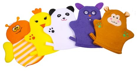 Toyvian Cartoon Baby Badehandschuhe 5 Stück Badehandschuhe für Bad Reiben Handtuch