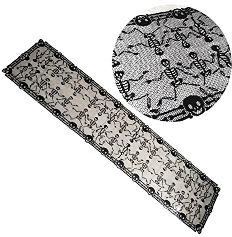BESTonZON Tanzender Halloween Tischläufer 46x200cm Schwarze Tischdecke für Partydekorationen