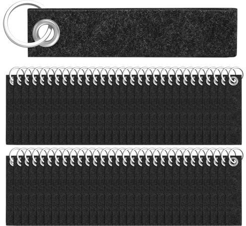 Nuenen 100 Stück 13 x 3 cm Bunte Filz Schlüsselanhänger Rohlinge Schlüsselringe mit Anhänger aus Filz Schlüsselbänder für Schulrücksack Tasche Geldbörse Schlüssel Basteln