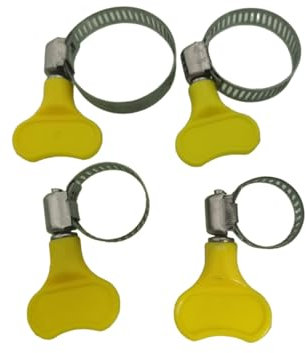 LonESA Mixed set of 16 yellow stainless steel hose clamps, adjustable thumb screw key clamps, 8-12mm, 10-16mm, 16-25mm, 25-38mm (5/16-1/2,3/8-5/8,5/8-1,1-1 1/2) sizes, 8mm width