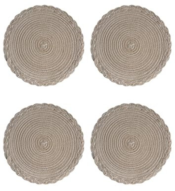 Soulnioi Cotton Place Mates - Manteles individuales redondos tejidos de 38 cm, resistentes al calor, lavables, para cocina, mesa de comedor, juego de 4, color café claro