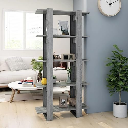AJSEOYBS Frei stehender Bücherturm,küchen regalBücherregal/Raumteiler Grau Sonoma 80x30x160 cm HolzwerkstoffGeeignet für Schlafzimmer, Arbeitszimmer, Wohnzimmer, Büro, Empfangsraum