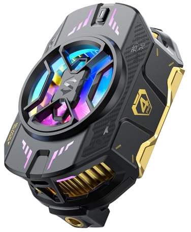 Handy Kühler für Gaming Black Shark FunCooler 4 Pro, 27W Handy Kühlung Lüfter mit Sleep Timer/Ventilator Geschwindigkeit Einstellungen für 66-88 mm iPhone/Android Kühlkörper, Handy-Radiator RGB Licht