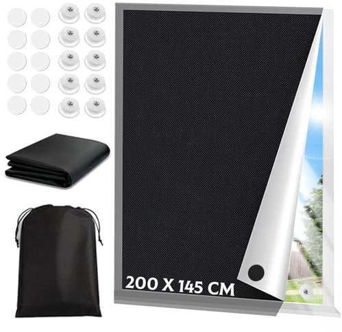 Fenster Verdunkelung, 200 x 145cm Verdunklungsstoff ohne Bohren, 100% Dachfenster Verdunkelung, Tragbare Abnehmbar Blackout Curtain, Sonnenschutz Verdunkelungsrollo mit Saugnapf