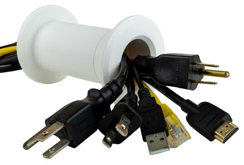Cable Pass Through Wall Port | Fits Cable Sizes up to 3-Prong Plug | Compatible with 3 5/8” - 5 1/4” Wall Thickness | Provides Solid Channel Through Wall (White)