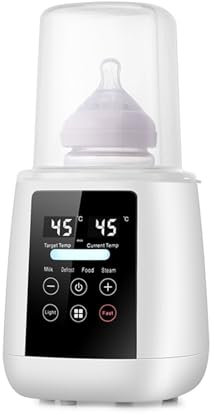 Esenlong Flaschenwärmer, Tragbare Heizung, 6- in- 1 Elektrischer Flaschenwärmer, Sterilisator für babyflaschen, Babykostwärmer mit LCD- Display, 220V (weiß)