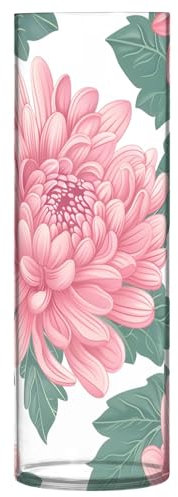 Rosa Chrysanthemen-Blume, grüne Blätter, Kunststoffvase, kreative Kunststoffvase, Blumenarrangement, Flasche für Zuhause, Büro, Hochzeitsdekoration
