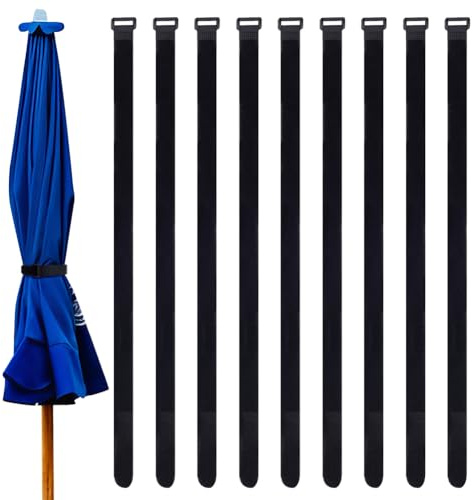 WEBEEDY 20 Pcs Patio Umbrella Tie Strap 24.4 Inch Adjustable Parasol Straps,Replacement Patio Umbrella Strap for Outdoor Garden Yard Beach Umbrella,Hook and Loop Strap Patio Umbrella Accessories,Black