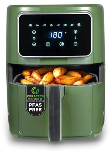 Bergner NATURALLY - Freidora de Aire 1000W 6,9L - Control Táctil LED - Temperatura Ajustable 80-200°C - Revestimiento Antiadherente
