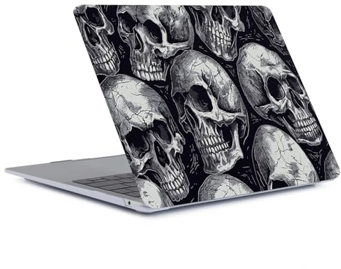 FFBOFFC Funda Compatible con MacBook Pro 13 Pulgadas 2020 2019 2018 2017 2016 Modelo A2338 A2289 A2251 A2159 A1989 A1708 A1706, Dura Carcasa de Plástico Estuche Protector, Estilo Oscuro, Calavera