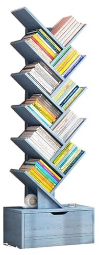 Libreria a forma di albero con armadietto, scaffale rustico da pavimento per libri, CD, piante, ideale per soggiorno, casa, ufficio, camera da letto