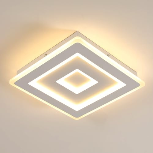 Comely LED Deckenleuchte Quadrat, 28cm 36W 4050LM Moderne Deckenlampe Quadratisch Weiß LED Deckenbeleuchtung für Schlafzimmer, Wohnzimmer, Flur, Warmes Licht 3000K