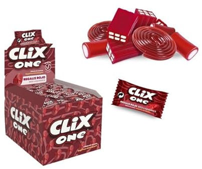 Chicle Clix One - Sabor REGALIZ ROJO - 200 Chicles Clix - Chicle Sin Azucar - Sin Gluten