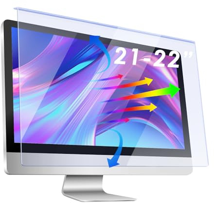 Qoosea 491mm*317mm Blue Light Blocking Screen Protector, Universal PC Monitor & Laptop Screen Filter Anti-Glare Anti-UV Eye Protection Reduces Eye Strain for 21-22 Monitors (16:9)[1 Pack]