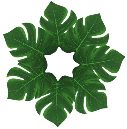 Tinoaly 100 Pz Foglie di Monstera Finte Verdi, Piccole Foglie di Palma Artificiali Decorazioni Finte Tropicali Decorazioni per Luau per Nella Giungla Safari Compleanno Tavolo