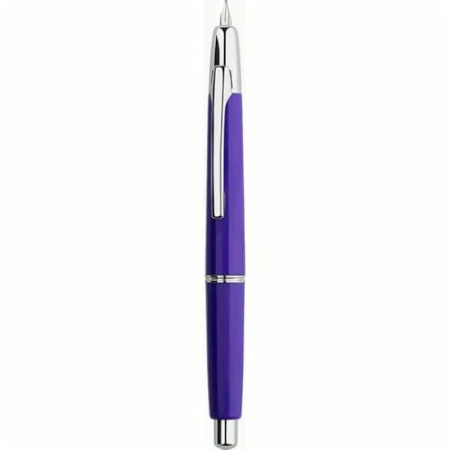 SYJYM A2 Press-Füllfederhalter, extra feine Feder mit Box, einziehbare violette Harztinte mit Konverter, Schreibset, Silber-Clip-Version