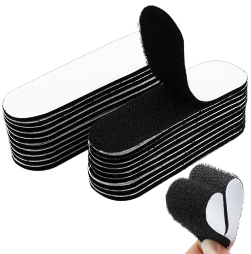 WINKIO 20 Stück Klettband Selbstklebend Extra Stark, 3×10 cm Breit Klettverschluss Selbstklebend, Klebepads Doppelseitig Extra Stark, Schwarz Klebe Klettband für Glas Metall Boden Wände