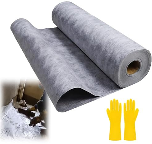 RENLXFI Duschmembran-Liner, Individuell Lang, wasserdichte Entkopplungsmembran Für Fliesenboden/Wasserbarriereunterlage, Konstruktionsabdichtungsmembran Mit Handschuhen(Long 22m)