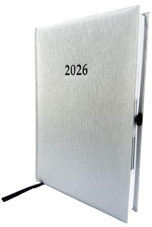 Buchkalender Chefplaner A5 1 Tag 1 Seite auch sonntags (2026 silber-metallic)