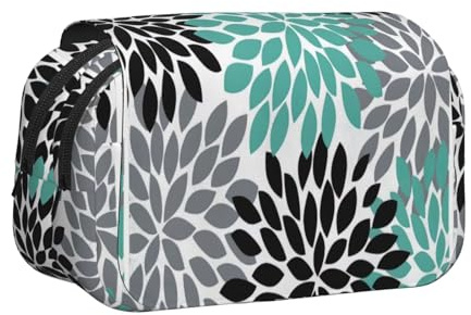 WOmeng Trousse polyvalente avec compartiments pratiques et grande capacité Motif fleurs de dahlia