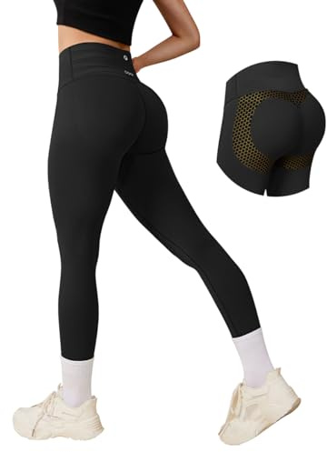 OQQ Leggings Damen High Waist Elastische Bauchkontrolle Booty Lifting Sporthose für Gym Yoga