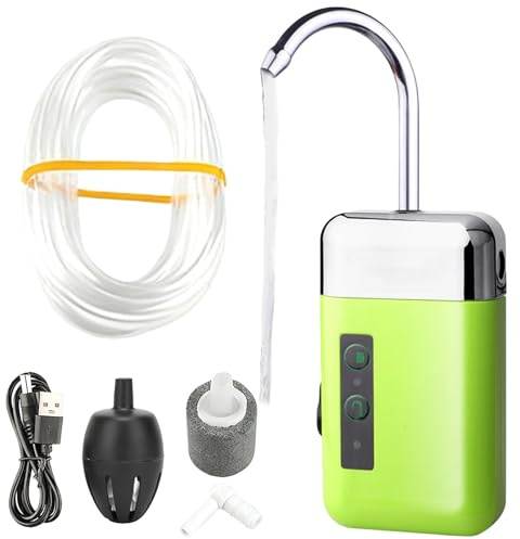 Sauerstoffpumpe, USB Lade Aquarium Luftpumpe Mit 3 Intelligente Modi, ABS Tragbare Mini-Luftpumpe Für Dreifach-Filtration, Automatischer Sensor Und LED-Beleuchtung Angeln Zubehör Mit 3m Schlauch