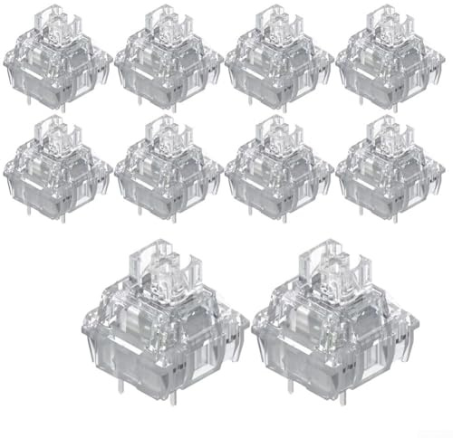 Interruttore meccanico per tastiera TTC V2 con doppia struttura silenziosa pre-lubrificato per riduzione del rumore e tocco delicato meccanismo in policarbonato trasparente per RGB (trasparente)