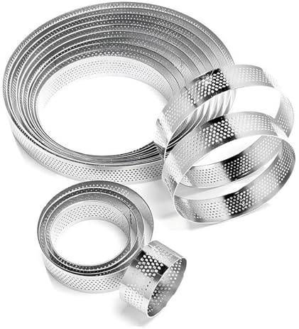 ZVD Anello Microforato Crostata,Stampo Crostata,Stampo per Crostata Diametro 10-21 cm,Anello per Torte in Acciaio Inox 304,Alti 2 Cm, per Pasticcini, Torte Mousse, Muffin (20 CM)