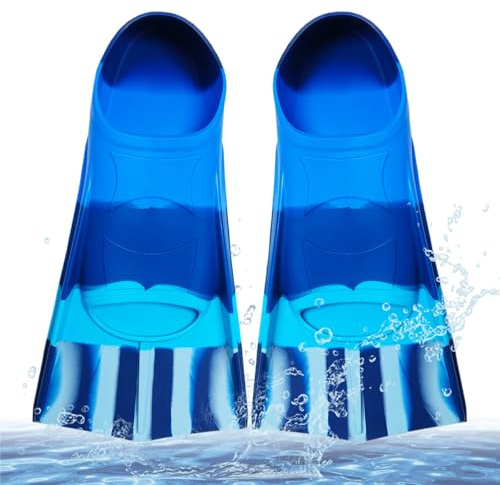 Schwimmflossen Kinder, 100% Silikon Kurzflossen, Training Flossen Schwimmflossen für Kinder Erwachsene Schwimmtraining, Freiwassertraining, Schnorcheln, Tauchen für Anfänger