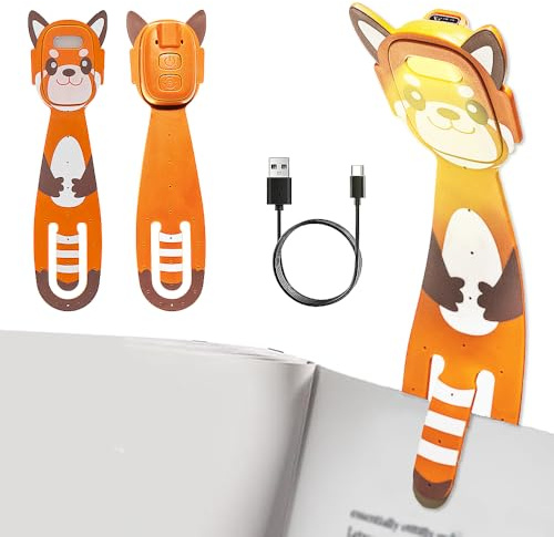 Hojalis Leselampe Buch Klemme, 2 in 1 Lesezeichen Buch Licht, 3 Farbmodi & 5 Dimmbaren Helligkeiten LED Clip on Leselampe, 7 Leds Kinder Und Erwachsene Buchlampe, Geschenk Für Leser (Orange)